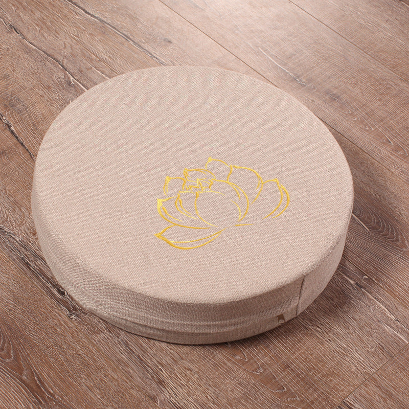 Embroidered Linen Lotus Meditation Cushion - product view 5