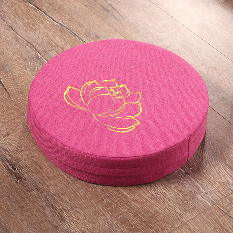 Embroidered Linen Lotus Meditation Cushion - product view 2