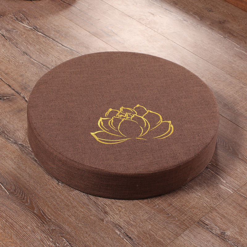 Embroidered Linen Lotus Meditation Cushion - product view 1