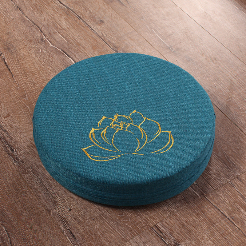 Embroidered Linen Lotus Meditation Cushion - product view 3