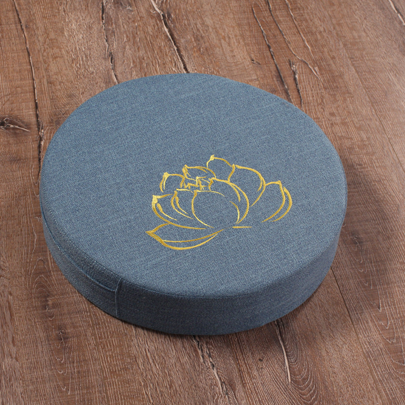 Embroidered Linen Lotus Meditation Cushion - product view 7
