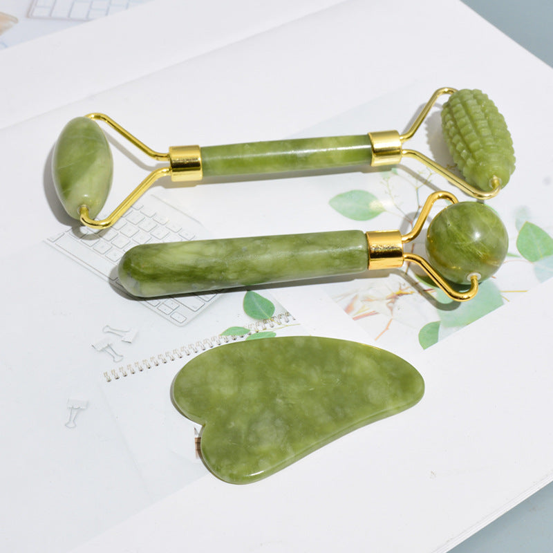3-Piece Jade Facial Roller & Gua Sha Set - product view 2
