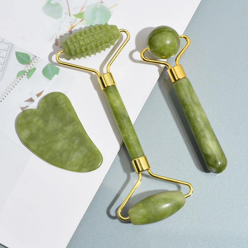 3-Piece Jade Facial Roller & Gua Sha Set - product view 4