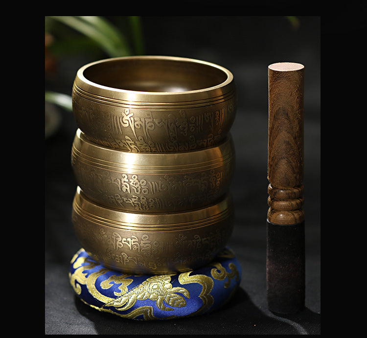 Handmade Copper Singing Bowl with Striker - product view 7