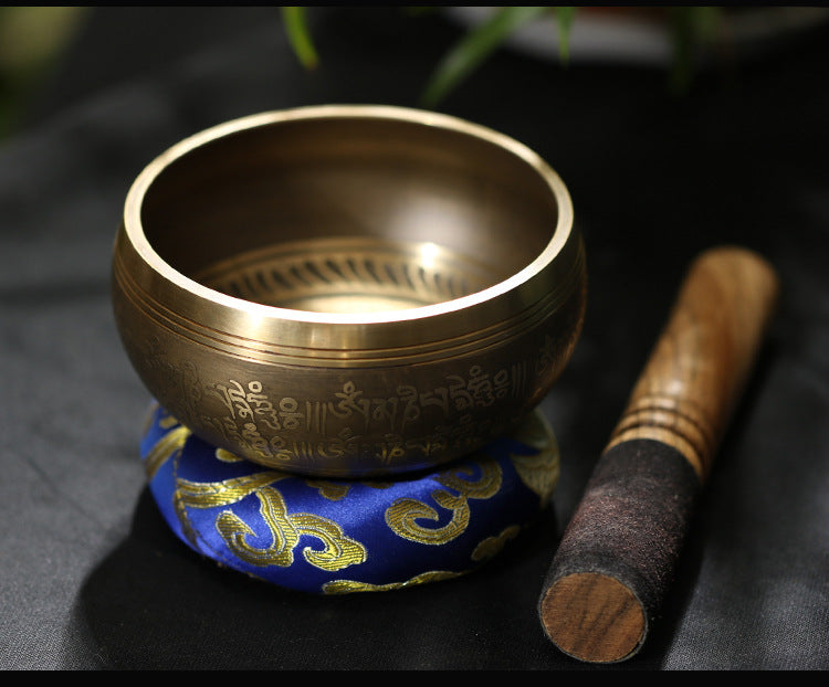 Handmade Copper Singing Bowl with Striker - product view 4
