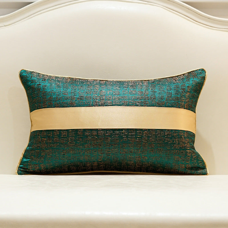 Green Jacquard Geometric Pillow Cover - product view 7