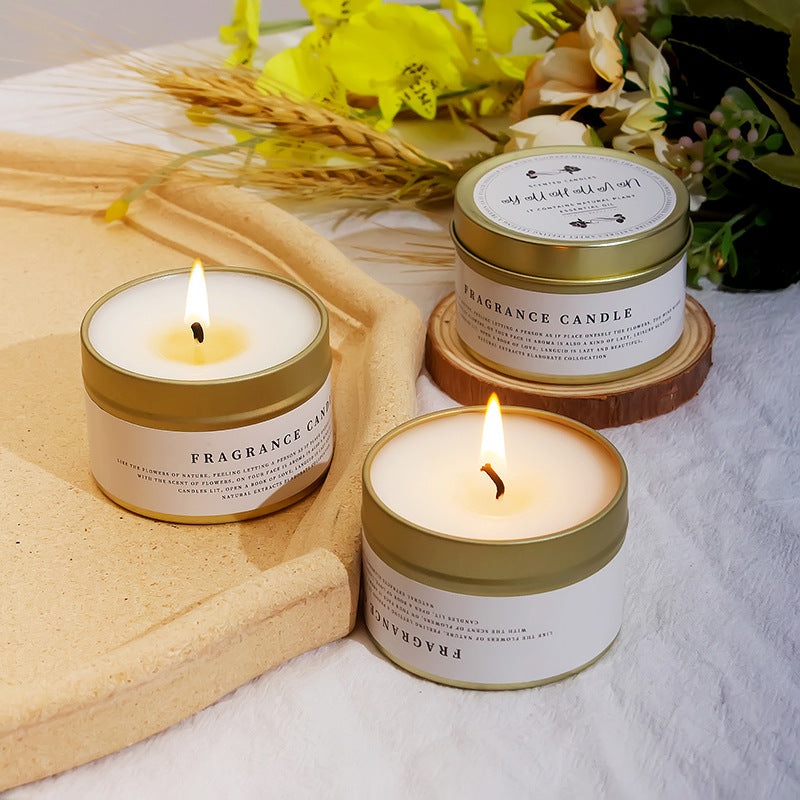 Scented Soy Candle in Gold-Tone Tin - product view 1