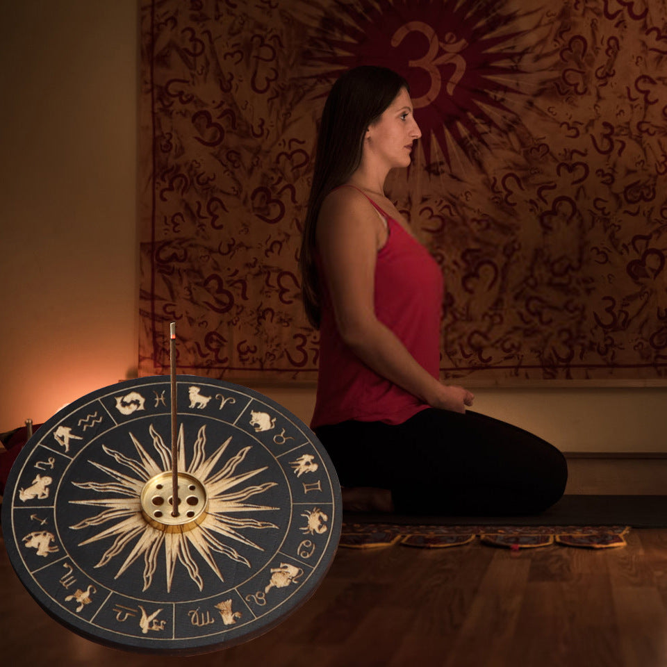 Engraved Wooden Zodiac Incense Holder - product view 3