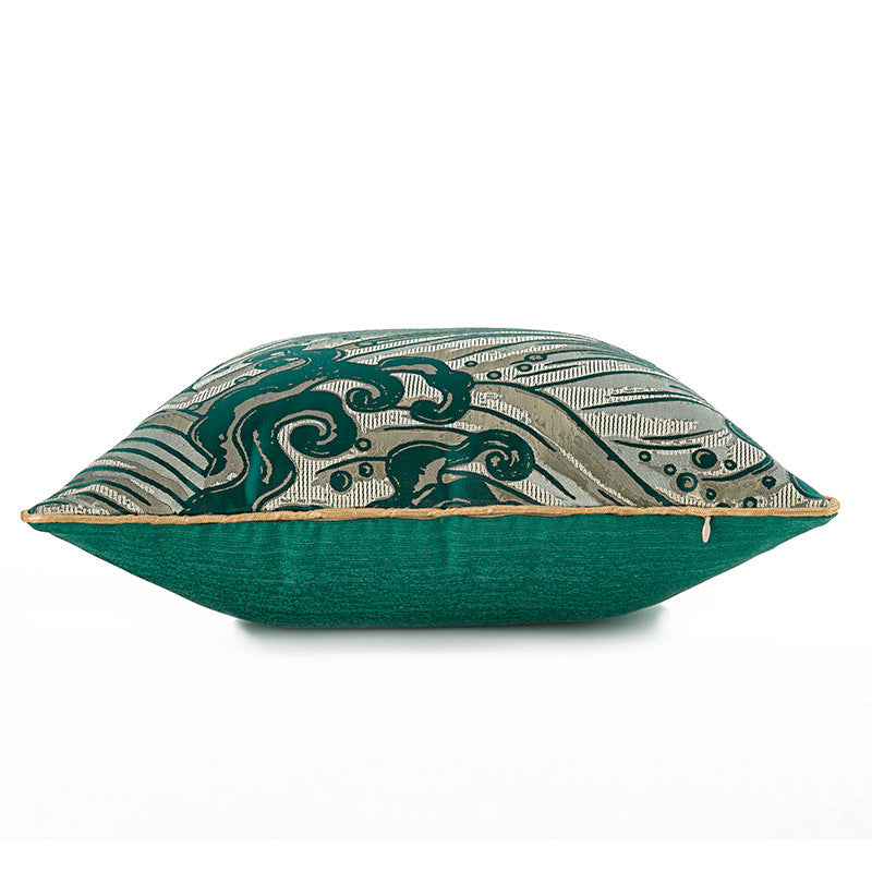Dark Green Satin Jacquard Pillow Cover - product view 4