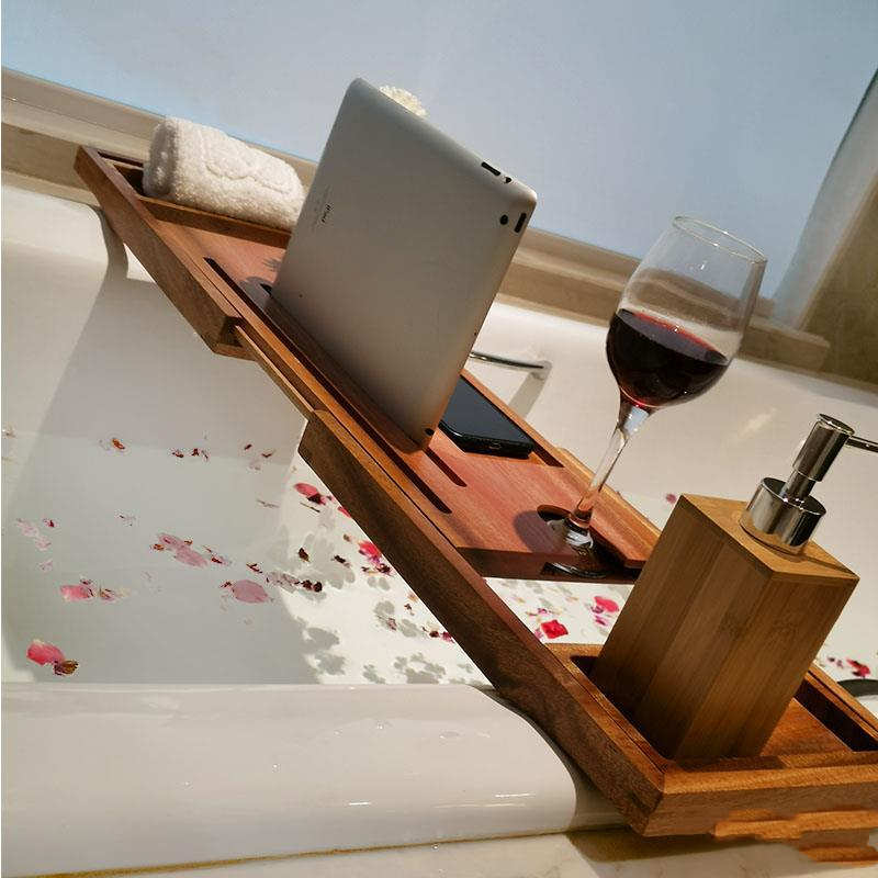 Expandable Bamboo Bathtub Tray - product view 4
