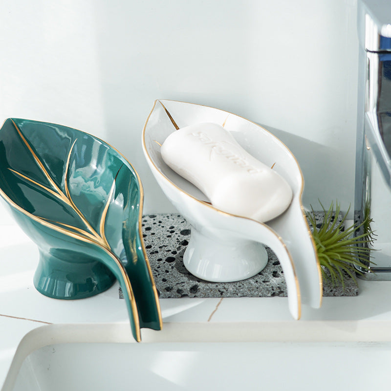 Ceramic Leaf-Shaped Draining Soap Dish - product view 5