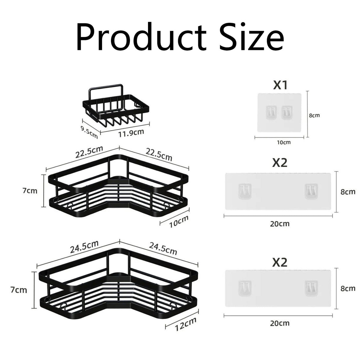 3-Piece Corner Shower Shelf Set - product view 5