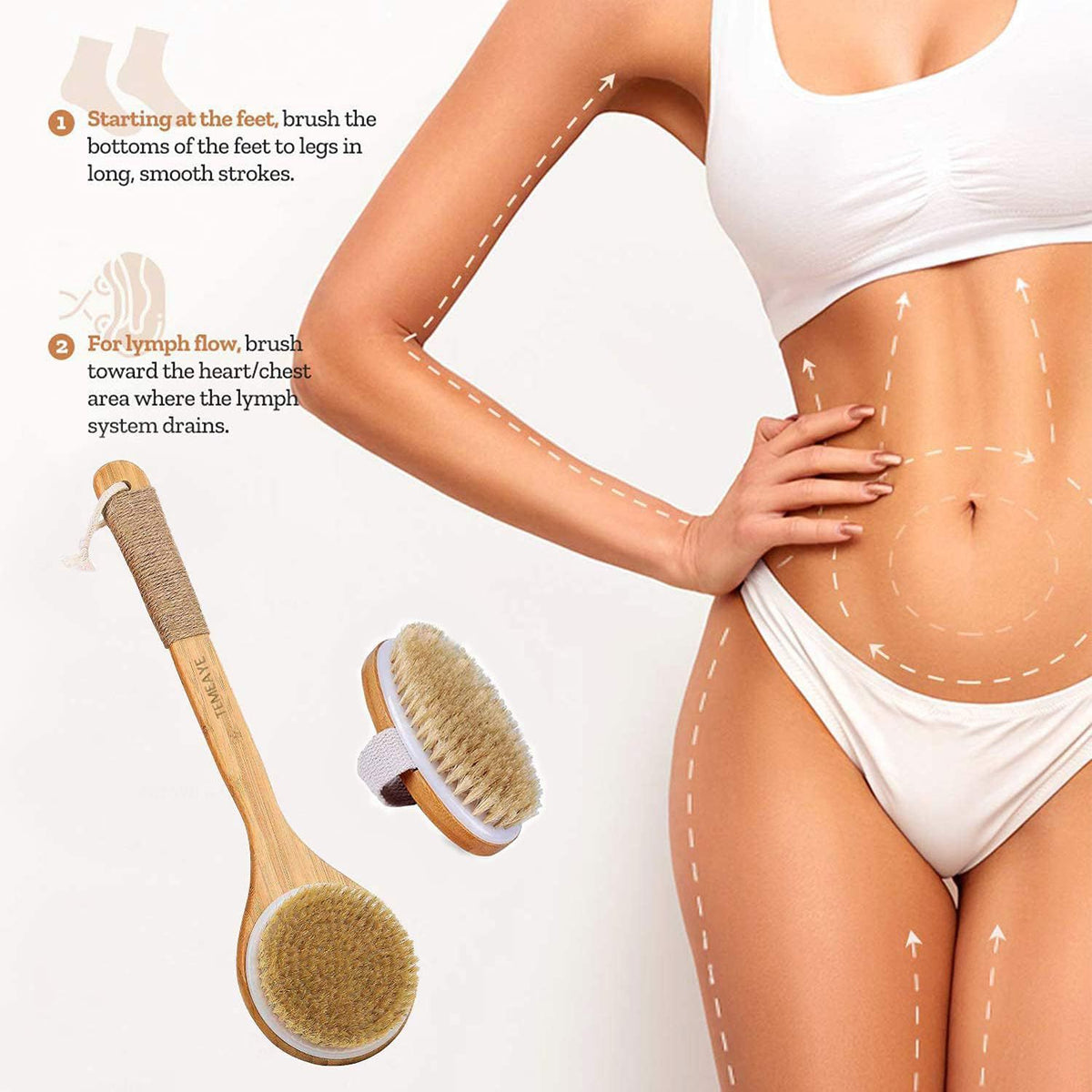 Long-Handle Bamboo Bath Brush Set - product view 4
