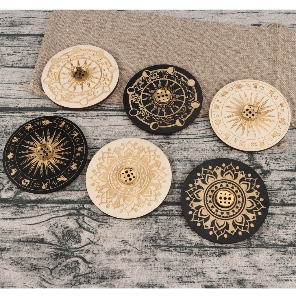Engraved Wooden Zodiac Incense Holder - product view 5