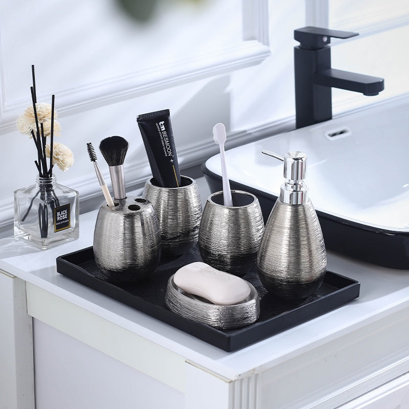 Artisan Ceramic Bathroom Set – 5 Pieces - product view 1
