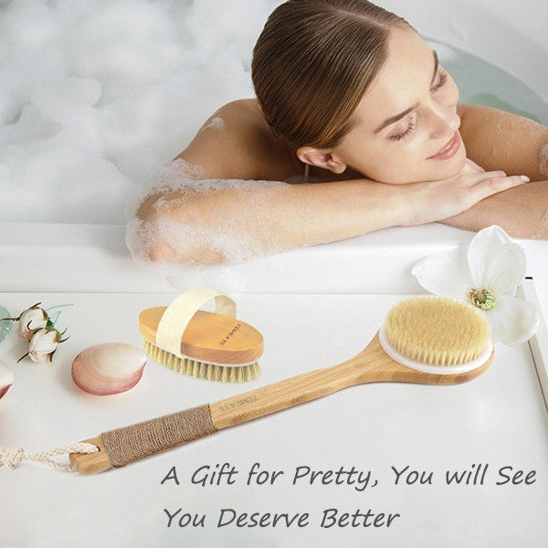 Long-Handle Bamboo Bath Brush Set - product view 1