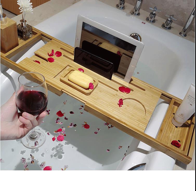 Expandable Bamboo Bathtub Tray - product view 3