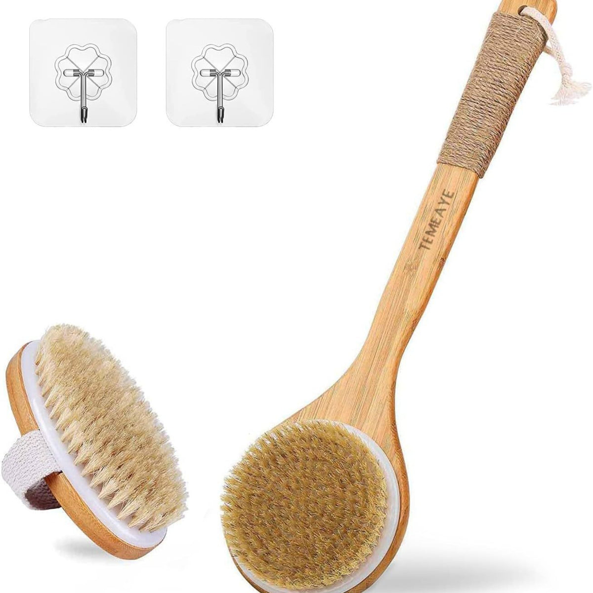 Long-Handle Bamboo Bath Brush Set - product view 2