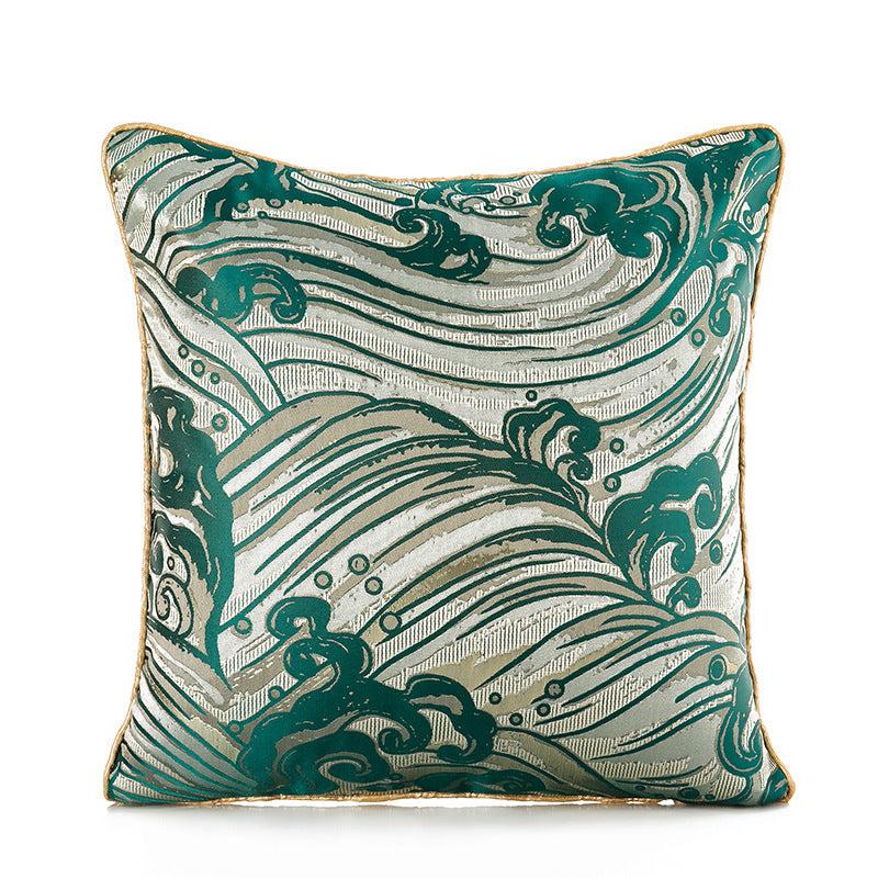 Dark Green Satin Jacquard Pillow Cover - product view 8