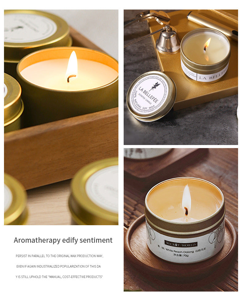 Scented Soy Candle in Gold-Tone Tin - product view 2