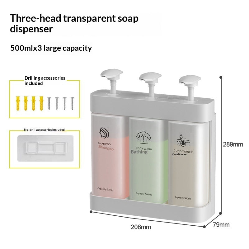 2- or 3-Chamber Clear Manual Soap Dispenser - product view 2