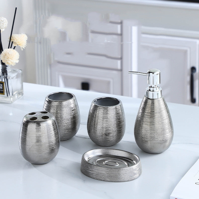 Artisan Ceramic Bathroom Set – 5 Pieces - product view 3