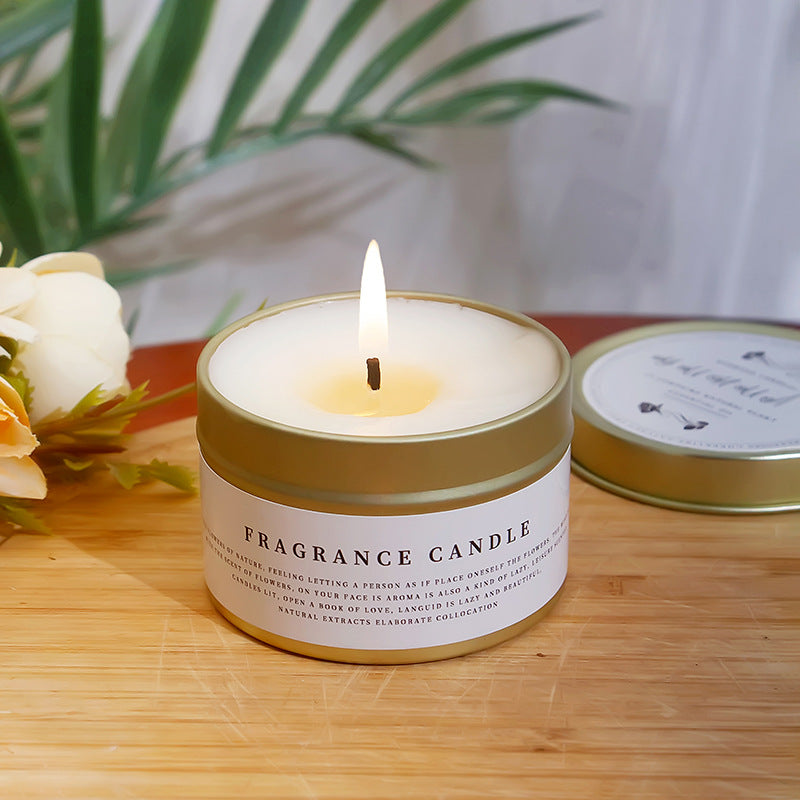 Scented Soy Candle in Gold-Tone Tin - product view 3