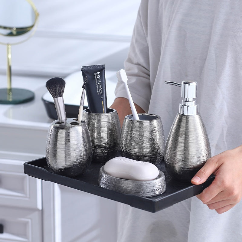 Artisan Ceramic Bathroom Set – 5 Pieces - product view 2