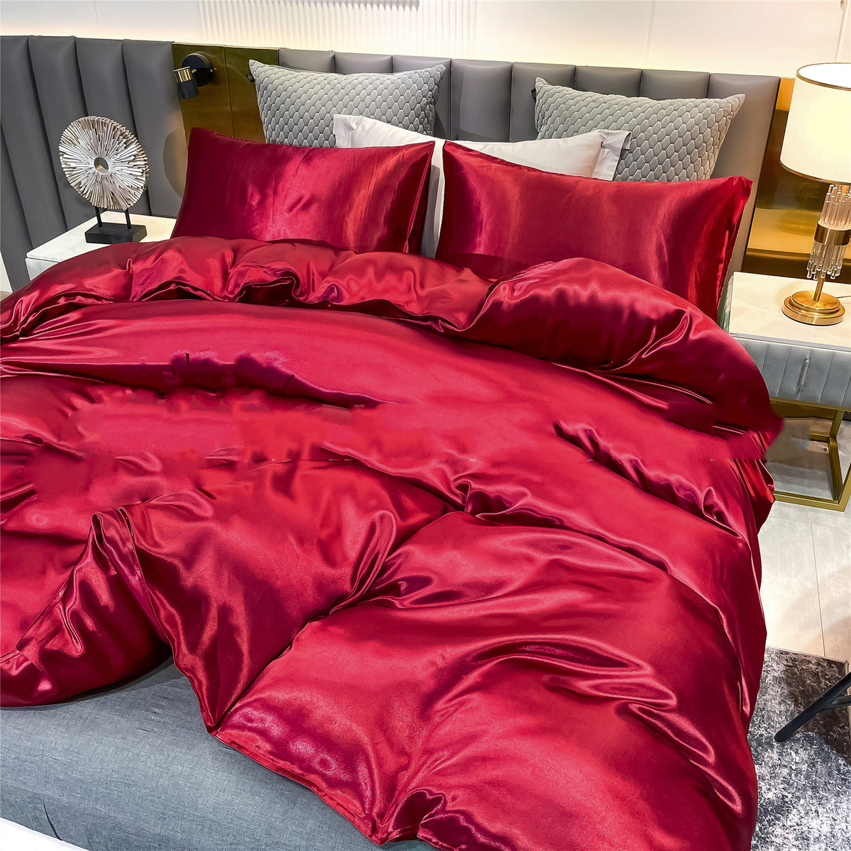 Solid-Color Satin-Feel Duvet Cover Set - product view 11