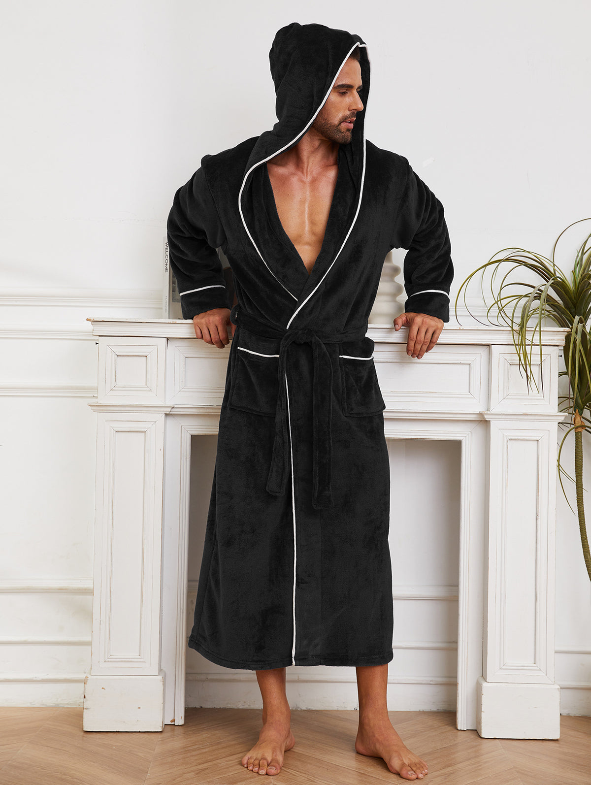 Plush Flannel-Style Men’s Bathrobe - product view 7