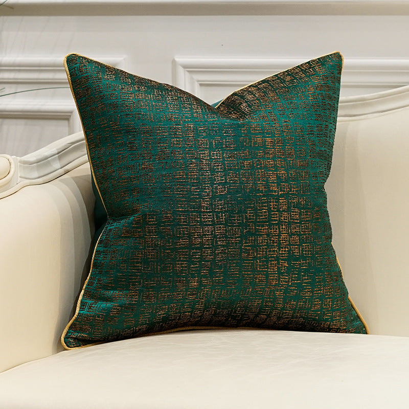 Green Jacquard Geometric Pillow Cover - product view 2