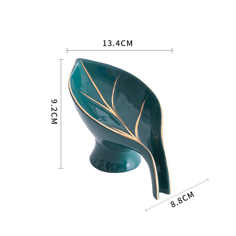 Ceramic Leaf-Shaped Draining Soap Dish - product view 2