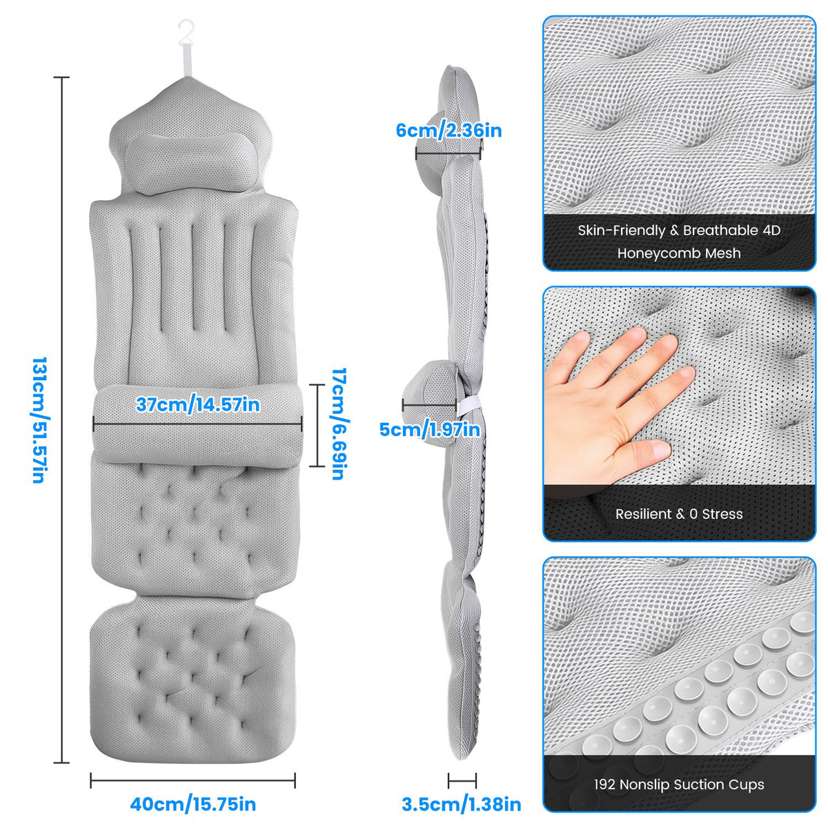 Full-Body 4D Mesh Bath Cushion with Lumbar Pillow - product view 7