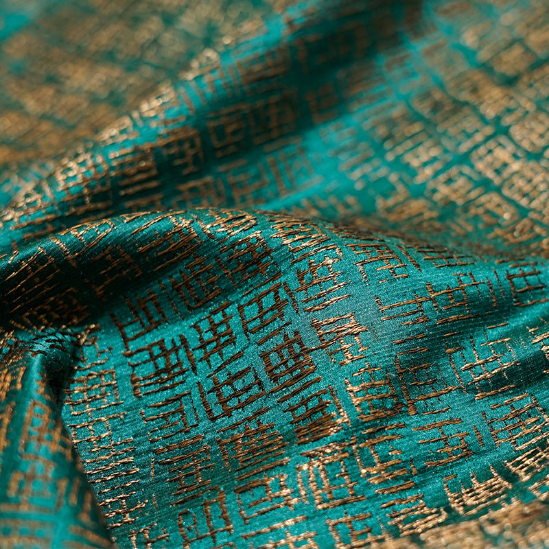 Green Jacquard Geometric Pillow Cover - product view 4