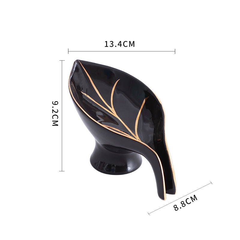 Ceramic Leaf-Shaped Draining Soap Dish - product view 4
