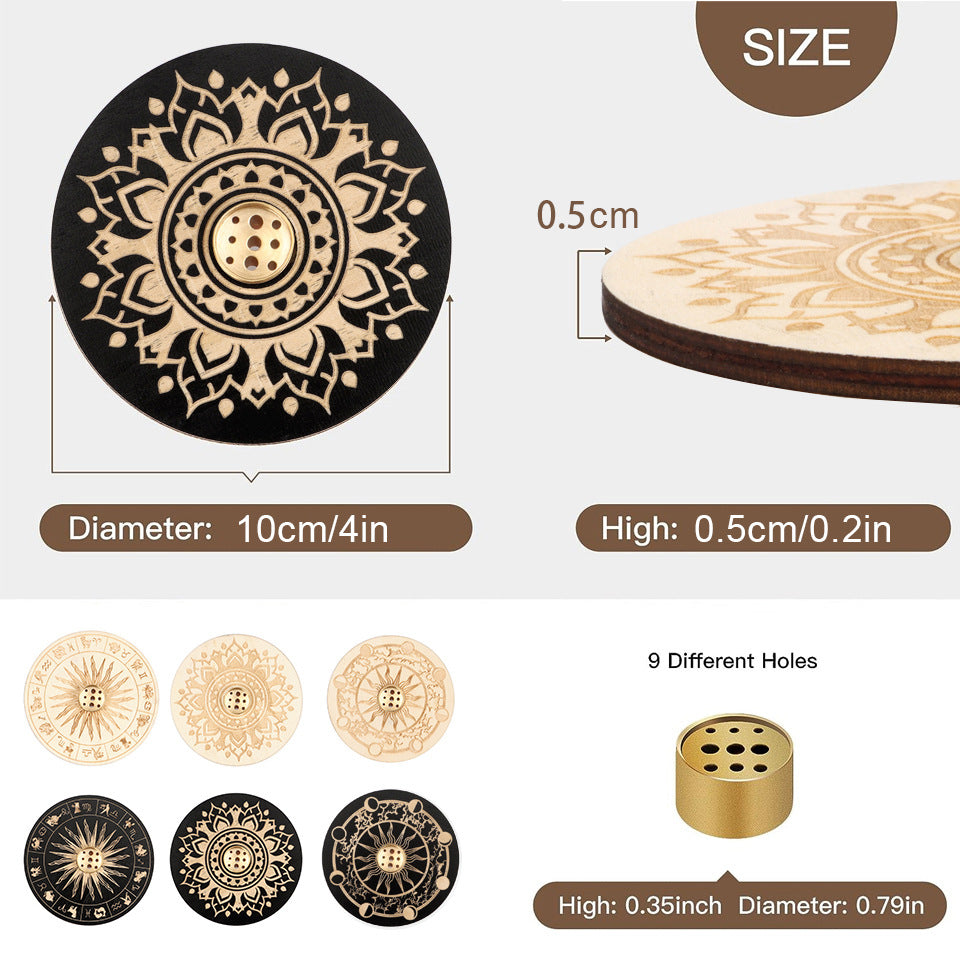 Engraved Wooden Zodiac Incense Holder - product view 6