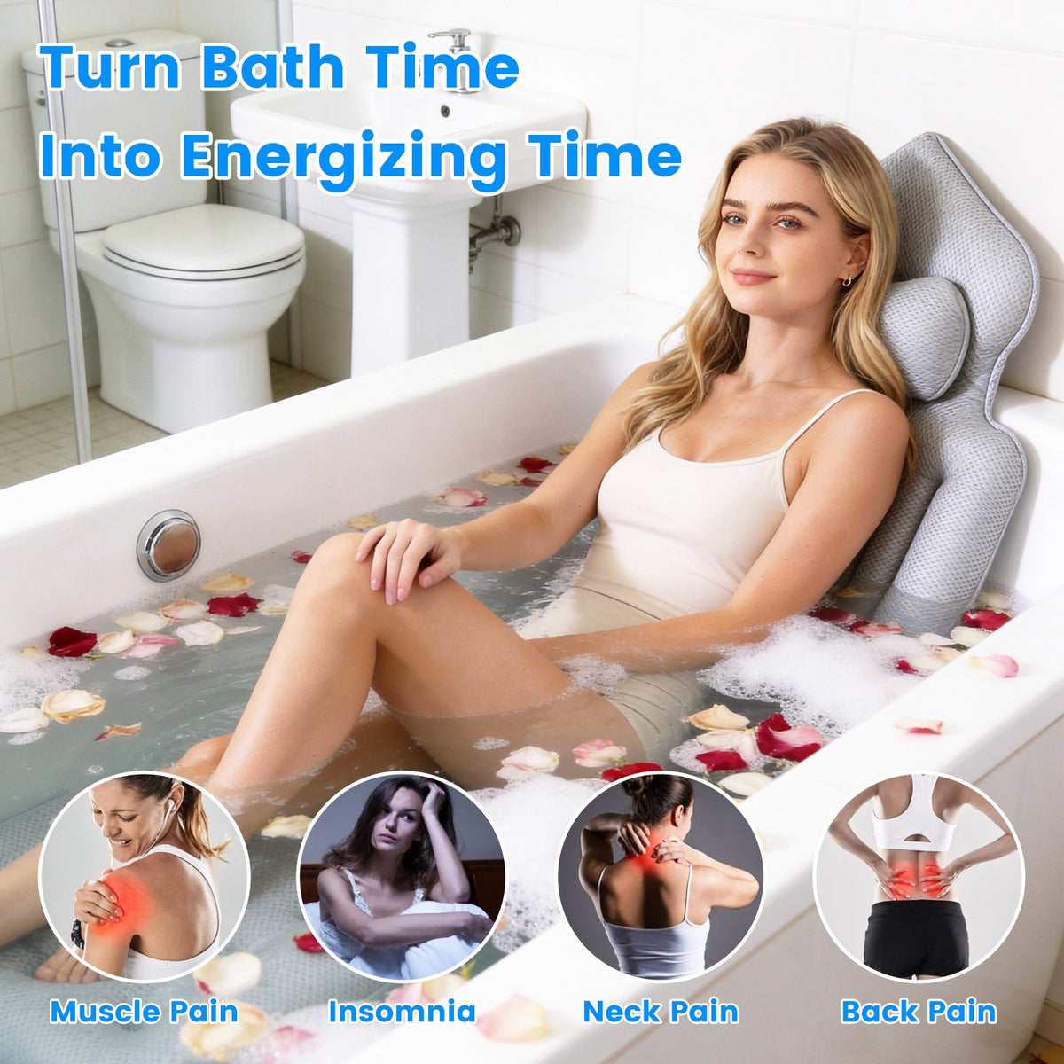 Full-Body 4D Mesh Bath Cushion with Lumbar Pillow - product view 4